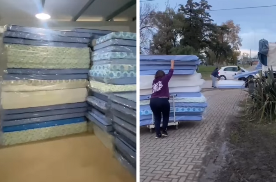 Siguen llegando colchones y frazadas enviados por el Gobierno de la Provincia de Buenos Aires.