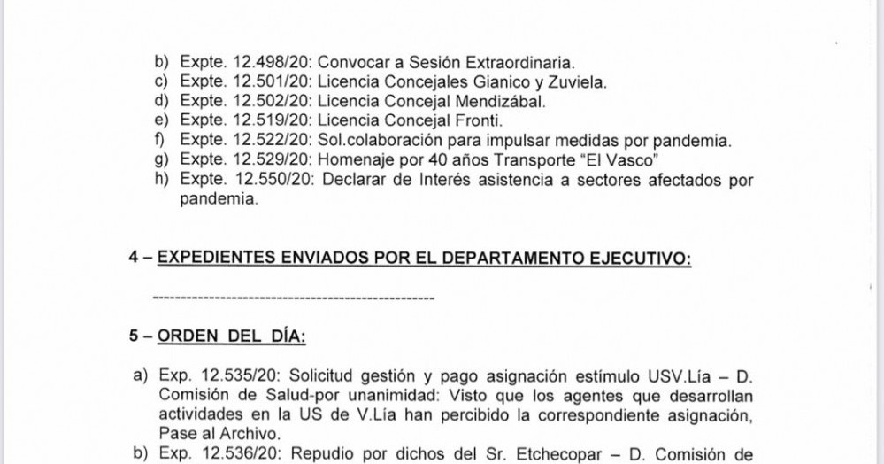 Adhesiones que se realizarán en el Concejo Deliberante.