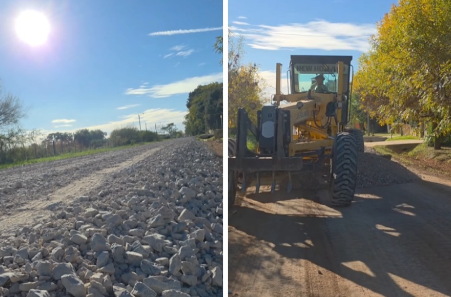 Realizan trabajos para reforzar la calzada de calle Burgueño