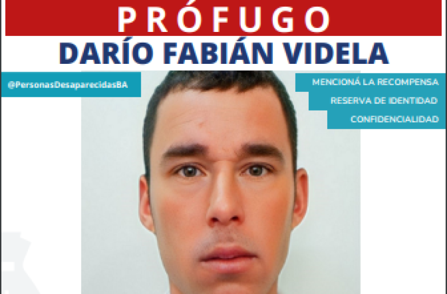 El Ministerio de Seguridad de la provincia de Buenos Aires dio a conocer que se busca a Darío Fabián Videla de 36 años.