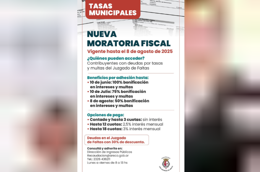 El municipio lanzó la nueva moratoria fiscal.