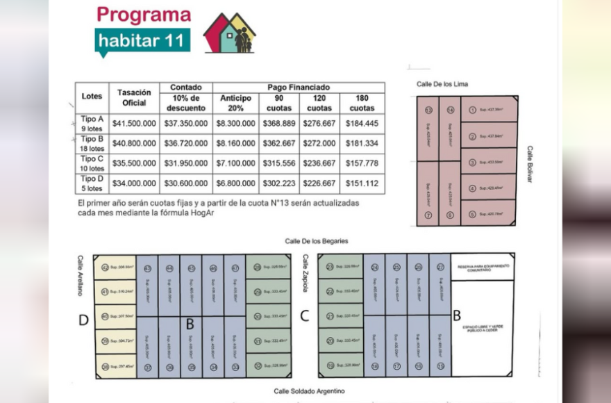 El municipio invita a los interesados a consultar el plano disponible y elegir el lote que mejor se adapte a sus necesidades.
