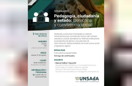 La UNSAdA contin&uacute;a con un seminario sobre pedagog&iacute;a, ciudadan&iacute;a y convivencia social