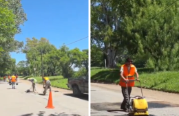 Realizan trabajos de bacheo en el Camino de los Clubes