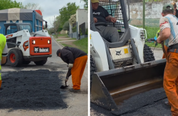 Contin&uacute;a el bacheo sobre calle Mart&iacute;nez