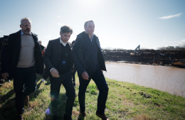 Kicillof recorri&oacute; los avances de la obra de adecuaci&oacute;n del cauce del R&iacute;o Areco